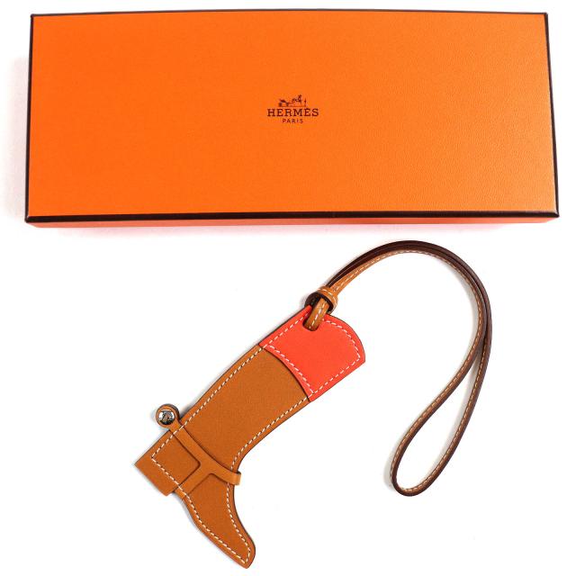 未使用品△HERMES エルメス パドックブーツ ナチュラルサブレ/カプシーヌ セリエボタン チャーム ヴォーバトラー ヴォースイフト 箱付き_1