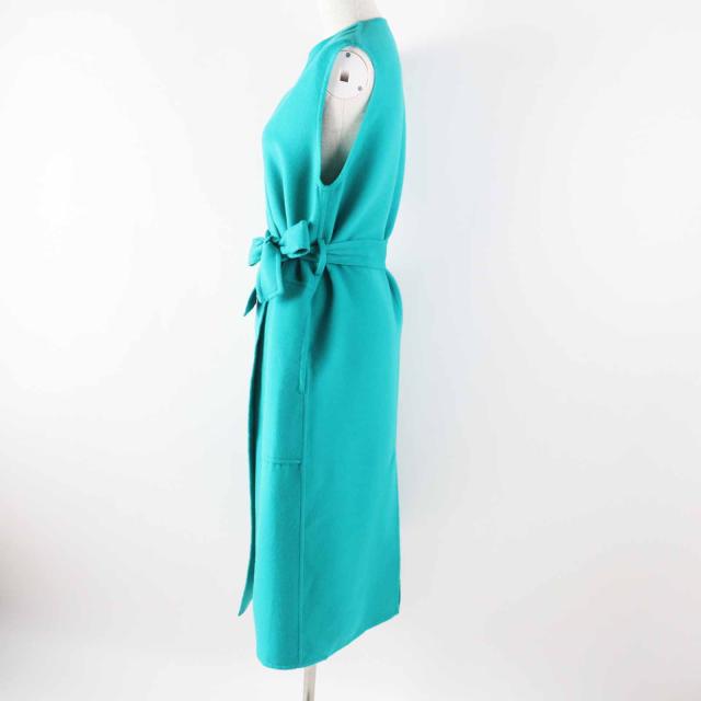 未使用品◎HERMES エルメス 24SS 4E0177DC カシミヤ100％ セリエボタン ベルトラップ ロングジレ／ベスト 緑 34 ハンガー・ガーメント付_2