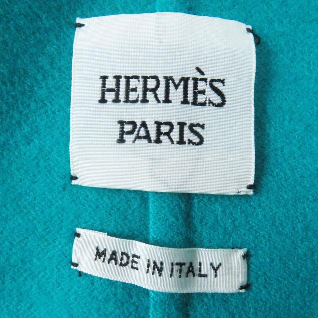 未使用品◎HERMES エルメス 24SS 4E0177DC カシミヤ100％ セリエボタン ベルトラップ ロングジレ／ベスト 緑 34 ハンガー・ガーメント付_6