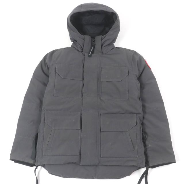 良品□CANADA GOOSE カナダグース 4550M MAITLAND フーデッド ロゴワッペン ダウンジャケット グラファイト S カナダ製 正規品 メンズ