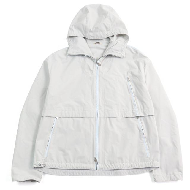 極美品○HERMES エルメス 24SS バイカラー フーデッド ダブルジップ ナイロンジャケット ライトグレー ライトブルー 50 正規品 メンズ