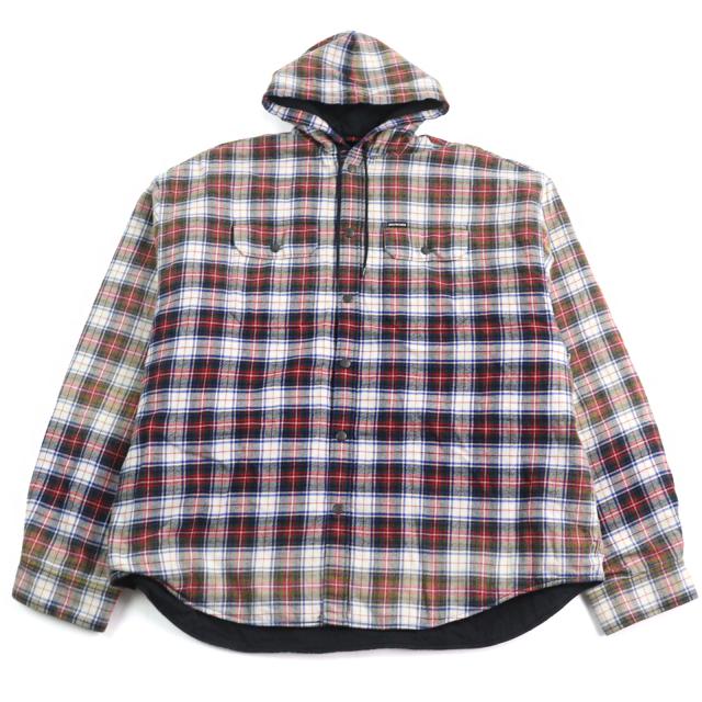美品○BALENCIAGA バレンシアガ 23SS 699223 BLEACHED PLAID HOODED SHIRT フーデッド フランネル シャツジャケット S 正規品 メンズ