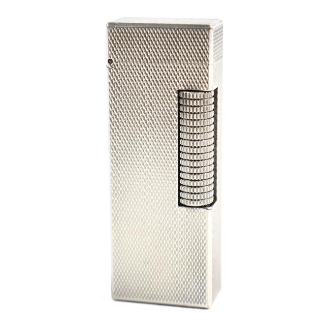 美品○Dunhill ダンヒル 総柄 スクエアフォルム ローラー式 喫煙グッズ ガスライター シルバー スイス製 着火確認済み