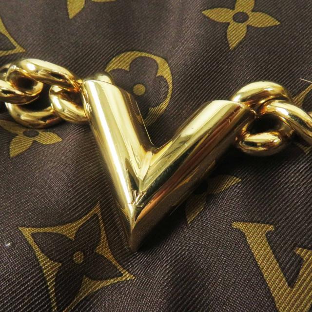 極美品◎LOUIS VUITTON ルイヴィトン M78705 フォックス 裏シルク Vロゴ金具 裏モノグラム柄 ティペット ブラウン ゴールド シルバー金具_6