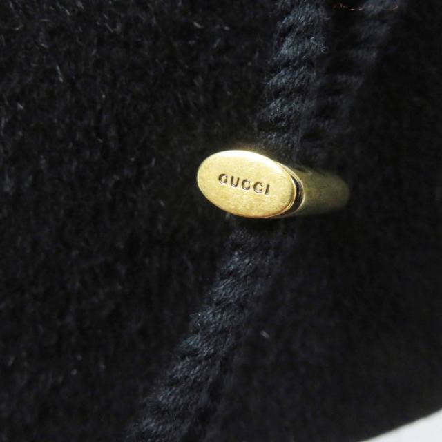 極美品◎GUCCI グッチ ラビットフェルト ワイドブリム かぶり笠 黒いこと ダークネイビー XL 60 イタリア製 定まり品 レディース