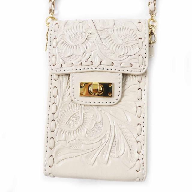 極美品◎Carving Tribes カービング トライブス Chain mini BAG チェインミニバッグ レザーショルダーバッグ ベージュ ゴールド金具 袋