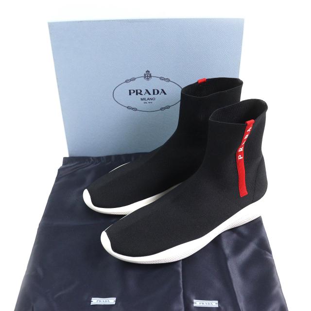 来夢様　極美品✨️　PRADA　スニーカー　ソックス　ブラック　36 23cm PRADA ソックススニーカー 美品 PRADA プラダ ソックス スニーカー 36
