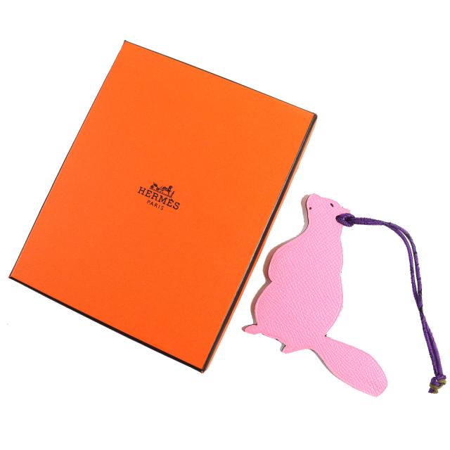 極美品△HERMES エルメス プティアッシュ ビーバー エプソン/トゴ バッグチャーム ピンク/オレンジ 箱付 レディース 大人気 オススメ◎_1