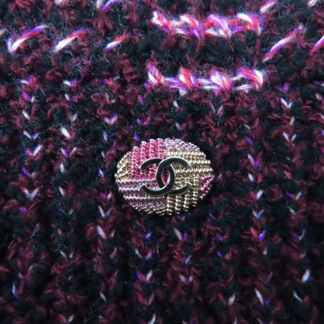 極美品★CHANEL シャネル P73852 カシミヤ ウール混 ココマーク金具付 Vネック ニットベスト ピンク系 34 イタリア製 正規品 レディース_4
