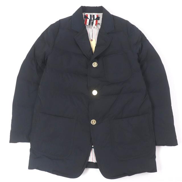 未使用品□THOM BROWNE トムブラウン MJD085X トリコロール 錨ボタン テーラードタイプ ダウンジャケット ネイビー 0 イタリア製 正規品