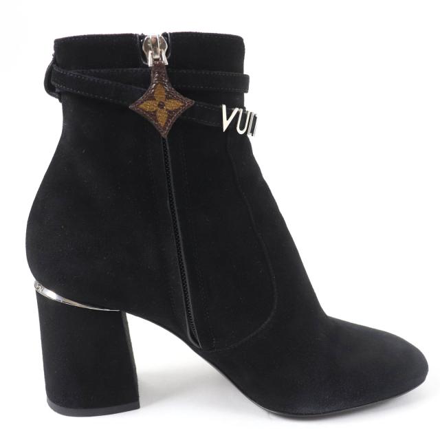 ヴィトン コールバックライン スエード ロゴ金具 アンクルブーツ ブラック LOUIS VUITTON ルイヴィトン ブーツ スエード シルエット