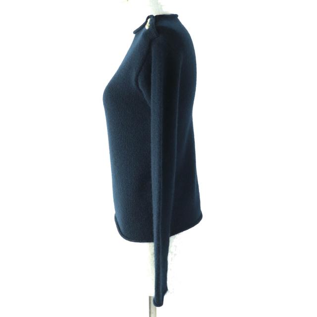 美品△Christian Dior クリスチャンディオール 354S74AM082 カシミヤ100％ CDロゴ フェイクパール 長袖 ニット ネイビー 38 伊製 正規品_1