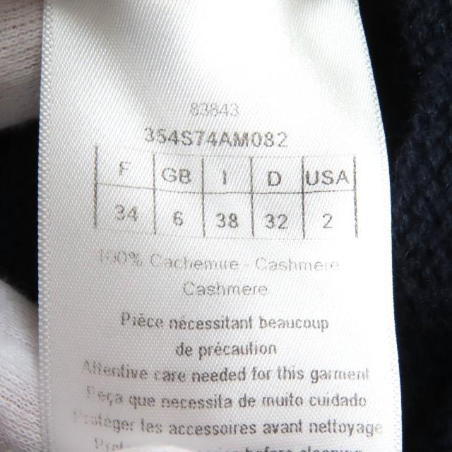 美品△Christian Dior クリスチャンディオール 354S74AM082 カシミヤ100％ CDロゴ フェイクパール 長袖 ニット ネイビー 38 伊製 正規品_7