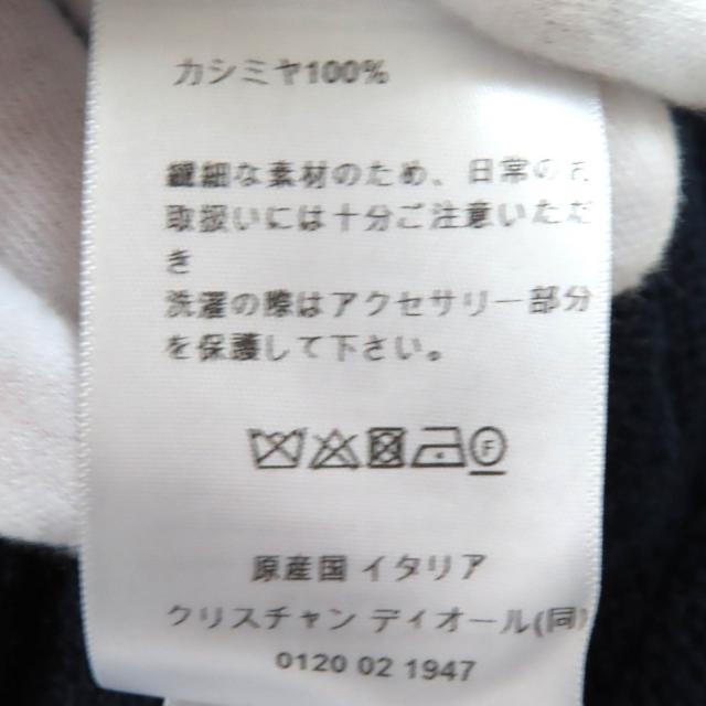 美品△Christian Dior クリスチャンディオール 354S74AM082 カシミヤ100％ CDロゴ フェイクパール 長袖 ニット ネイビー 38 伊製 正規品_9