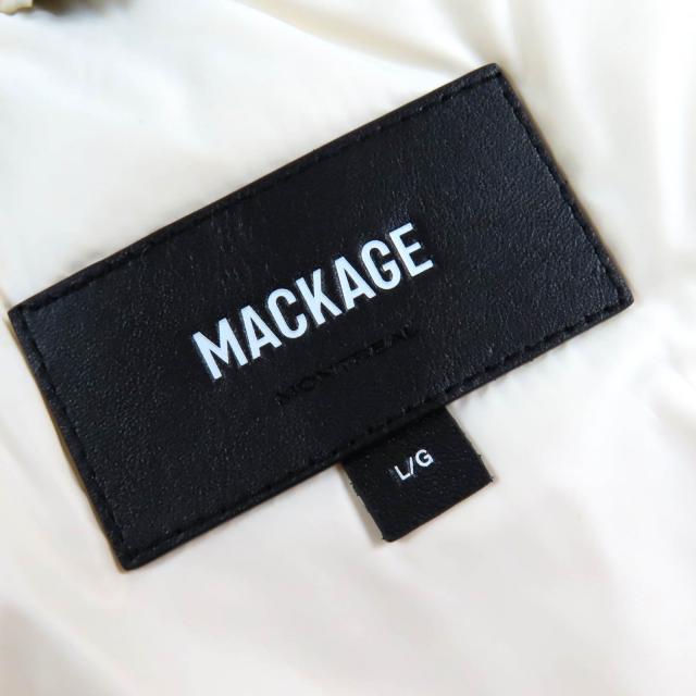 未使用品△MACKAGE マッカージュ 24AW 11542256 EDANA-TD エダナ ロゴ刺繍 フード付き ボア ダウンジャケット クリーム L ガーメント付き_7