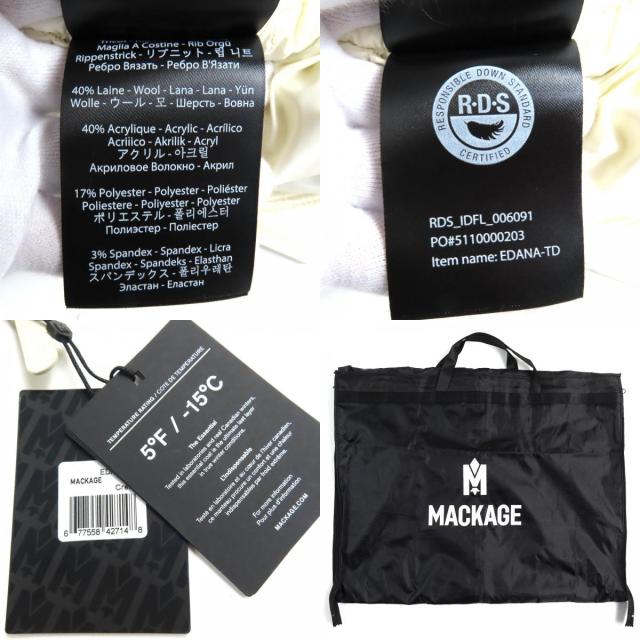 未使用品△MACKAGE マッカージュ 24AW 11542256 EDANA-TD エダナ ロゴ刺繍 フード付き ボア ダウンジャケット クリーム L ガーメント付き_9