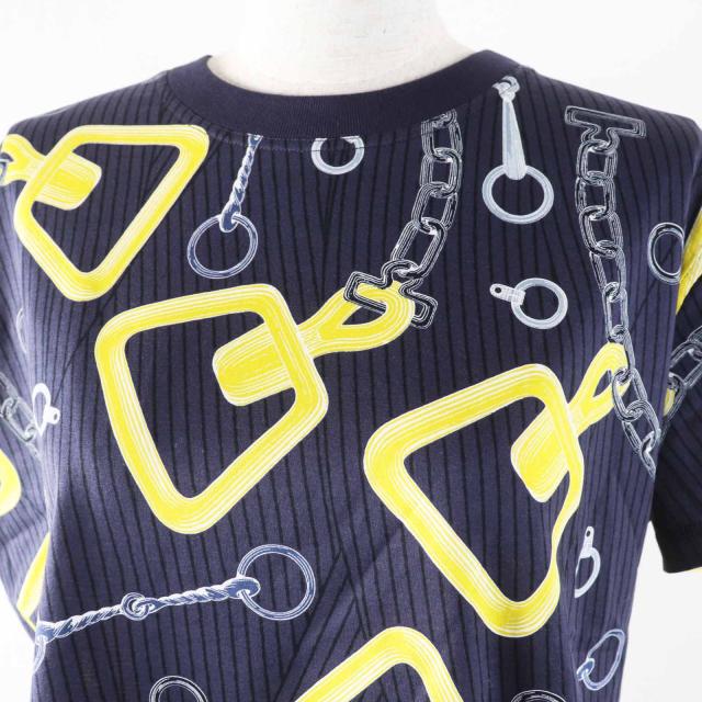 未使用品◎HERMES エルメス 24SS 4H4641DH カレイドスコープ・エフェクト コットン コットン 半袖Ｔシャツ ネイビー 34 箱付 正規品_2