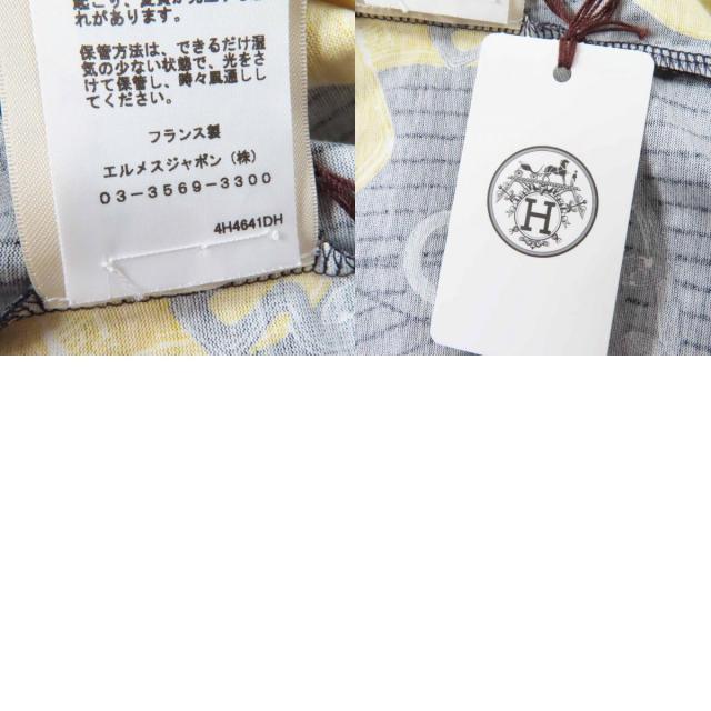 未使用品◎HERMES エルメス 24SS 4H4641DH カレイドスコープ・エフェクト コットン コットン 半袖Ｔシャツ ネイビー 34 箱付 正規品_9