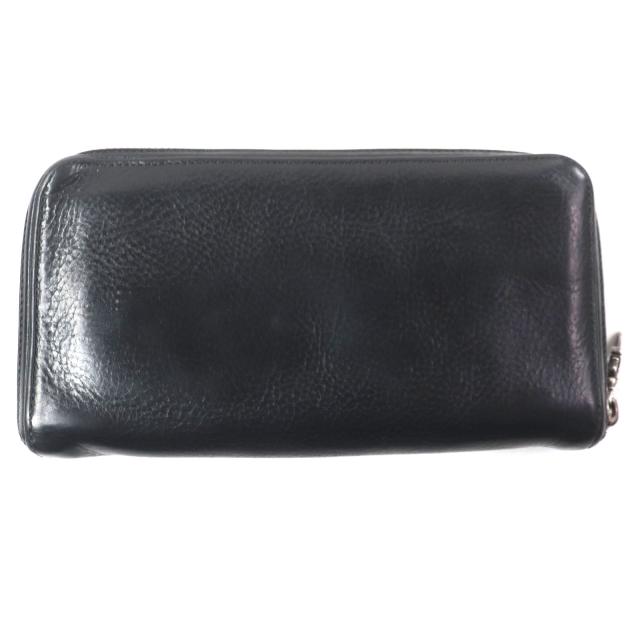 良品▼クロムハーツ RECFZIP ブラックレザー プレーン ウォレット 2019年購入 ラウンドファスナー レザー 長財布 シルバー金具 メンズ
