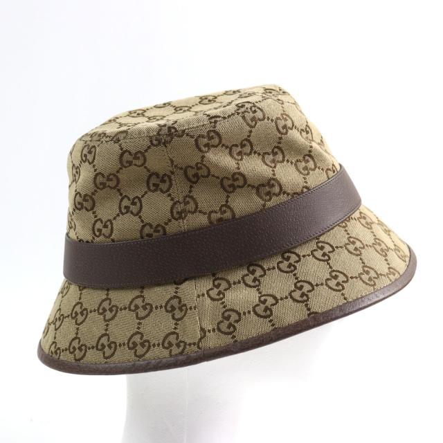 極美品○GUCCI グッチ 576587 GGキャンバス フェドラハット GGマーモント レザートリム バケットハット L 59cm 正規品_5