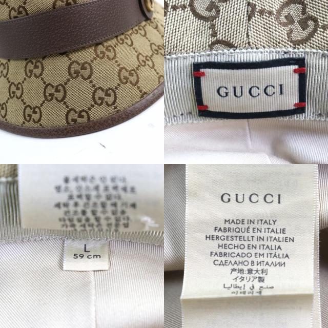極美品○GUCCI グッチ 576587 GGキャンバス フェドラハット GGマーモント レザートリム バケットハット L 59cm 正規品_8