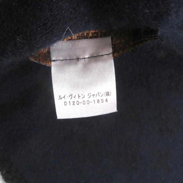 美品□LOUIS VUITTON ルイヴィトン M71615 カシミヤ100％ モノグラム フリンジ ストール マフラー ブラック ネイビー イタリア製正規品_6