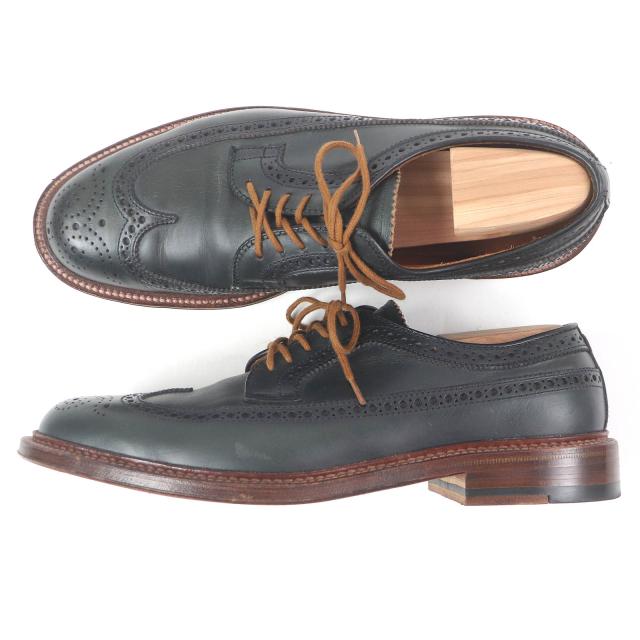 極美品□ALDEN オールデン N6517 SHIPS別注 フルブローグ レザー ドレスシューズ ダークグリーン 8 箱・保存袋付き USA製 メンズ_3