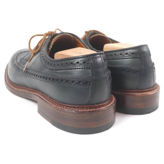 極美品□ALDEN オールデン N6517 SHIPS別注 フルブローグ レザー ドレスシューズ ダークグリーン 8 箱・保存袋付き USA製 メンズ_5