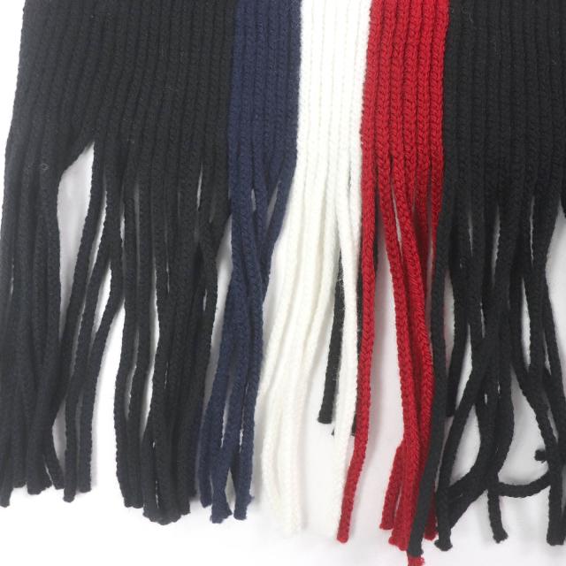MONCLER ブラック ウールマフラー フリンジ付き MONCLER ブラック ウールマフラー フリンジ付き MONCLER
