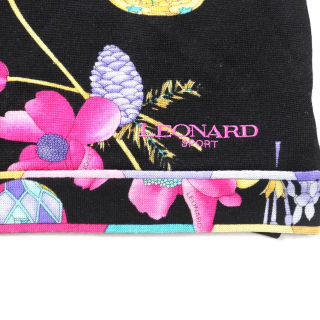 美品★LEONARD SPORT レオナールスポーツ ウール100％ 花柄 ロゴ刺繍入り クルーネック 長袖 ニット マルチ 42 日本製 正規品 レディース 美品☆LEONARD SPORT レオナールスポーツ ウール100％ 花柄 ロゴ刺繍