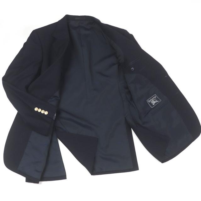 極美品□Burberrys バーバリー ヴィンテージ エンブレム金ボタン シングル テーラードジャケット ネイビー 96-86-170/AB5 日本製 メンズ
