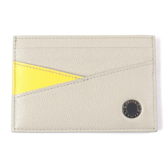 未使用品□BVLGARI ブルガリ 294147 ブルガリブルガリ マン ロゴ金具 レザー カードケース 名刺入れ ベージュ 箱付き イタリア製 メンズ