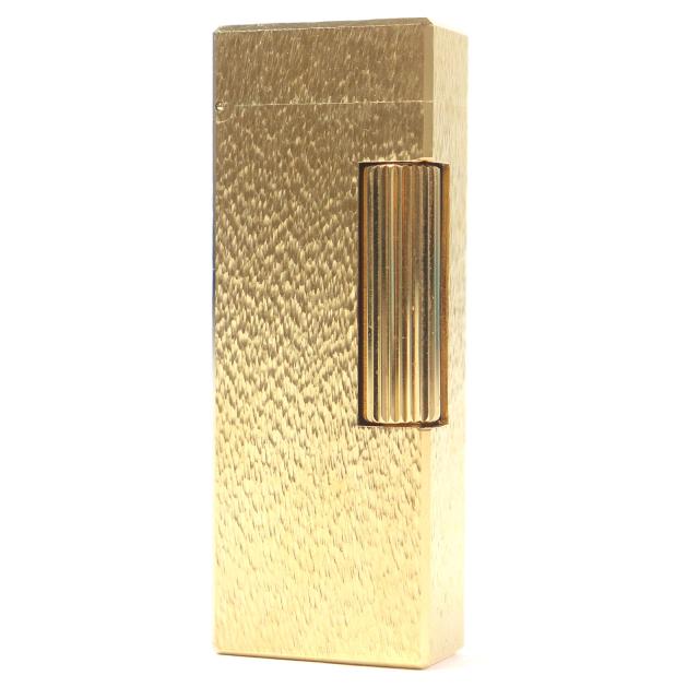 極美品□Dunhill ダンヒル 総柄 スクエア型 ローラー式 喫煙具 ガスライター ゴールド ケース付き スイス製 メンズ 着火確認済み