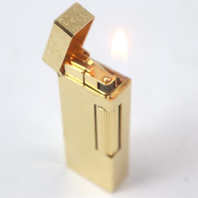 極美品□Dunhill ダンヒル 総柄 スクエア型 ローラー式 喫煙具 ガスライター ゴールド ケース付き スイス製 メンズ 着火確認済み_4
