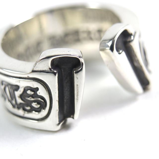 クロムハーツ スクロールラベルラージリング 20号 スターリング