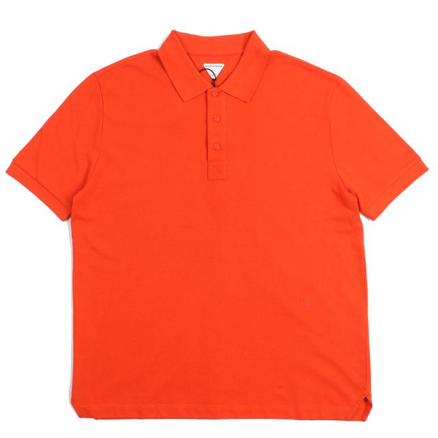 未使用品△BOTTEGAVENETA ボッテガヴェネタ 2022年 744239 コットン100％ ロゴ刺繍 半袖ポロシャツ オレンジ L イタリア製 正規品 メンズ