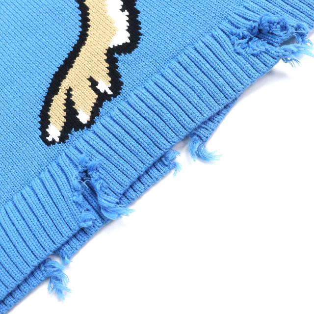 極美品△Charles Jeffrey Loverboy チャールズ ジェフリー ラバーボーイ ダメージ加工 インターシャグラフィック スラッシュ セーター M 極美品△Charles Jeffrey Loverboy チャールズ ジェフリー ラバー