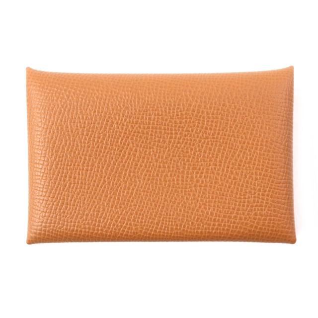 極美品▼HERMES エルメス カルヴィ ゴールド ヴォーエプソン レザー カードケース コインケース B刻印 箱付き フランス製 メンズ_2