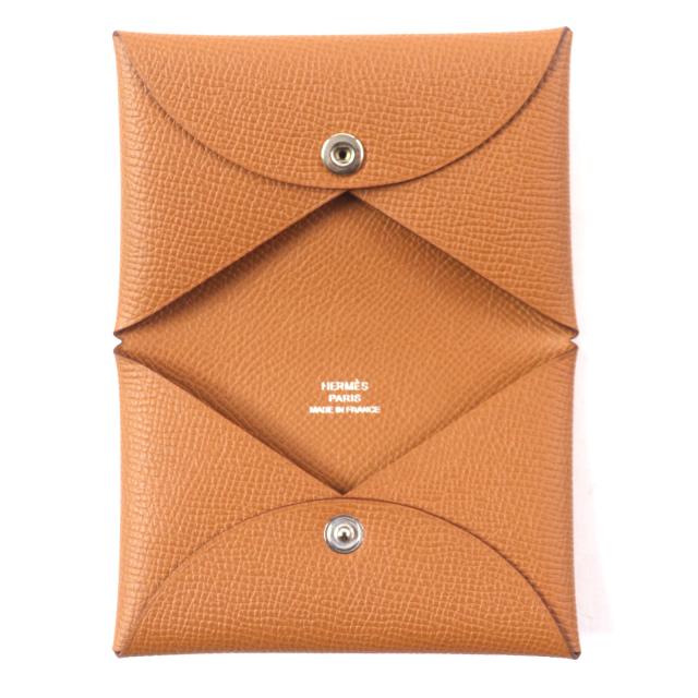 極美品▼HERMES エルメス カルヴィ ゴールド ヴォーエプソン レザー カードケース コインケース B刻印 箱付き フランス製 メンズ_4