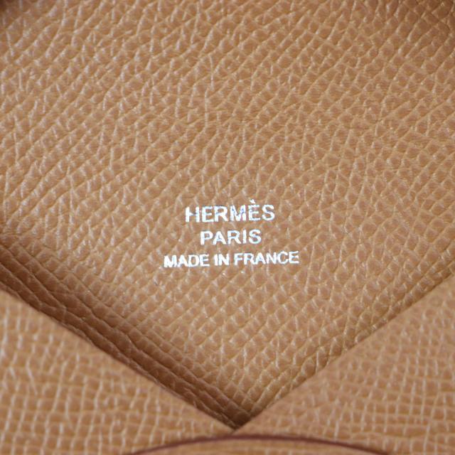 極美品▼HERMES エルメス カルヴィ ゴールド ヴォーエプソン レザー カードケース コインケース B刻印 箱付き フランス製 メンズ_5