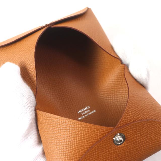 極美品▼HERMES エルメス カルヴィ ゴールド ヴォーエプソン レザー カードケース コインケース B刻印 箱付き フランス製 メンズ_6
