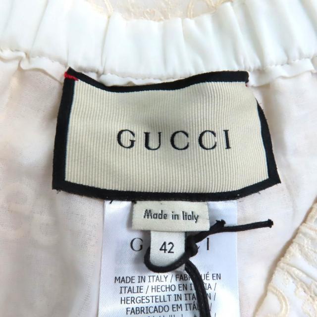 未当てはめる品★GUCCI グッチ 619507 綿織物100％ GG柄 スピード競技 遊撃手ズボン下 ボトムス 象牙色 42 イタリア製 定まり品 レディース