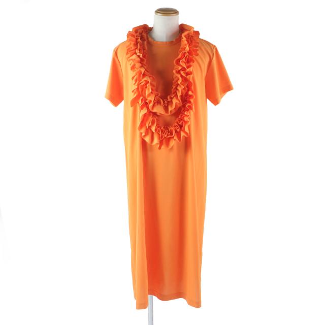 美品▼COMME des GARCONS HOMME PLUS コムデギャルソンオムプリュス 22SS PI-T004 AD2021 フリルロングTシャツ オレンジ L 正規品 メンズ