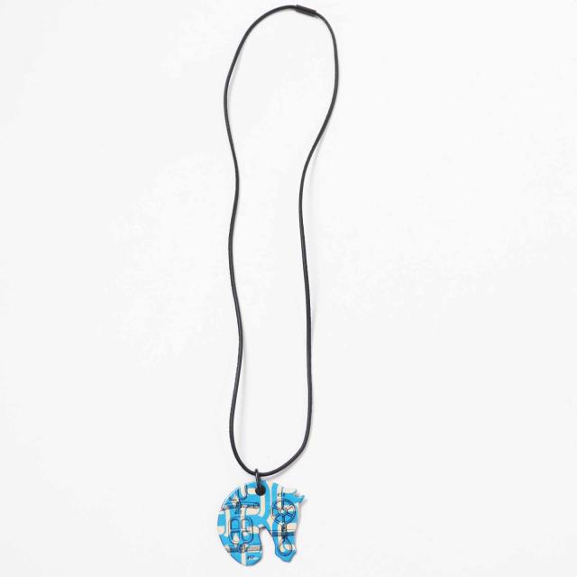極美品◎HERMES エルメス タッタソールPM バックルの工房 ネックレス ペンダント GP エナメル ブルー ベージュ フランス製 レディース_2