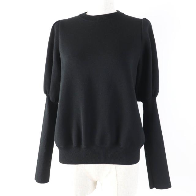 極美品☆yori ヨリ YR2235-136AW ウール パフスリーブ 長袖 ニット トップス ブラック 38 日本製 正規品 レディース