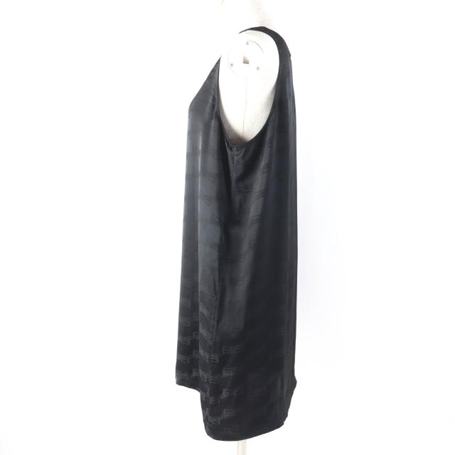 未使用品☆BALENCIAGA バレンシアガ 23SS 746254 BBロゴ総柄デザイン ノースリーブ ワンピース ブラック 36 仏製 正規品 レディース_1