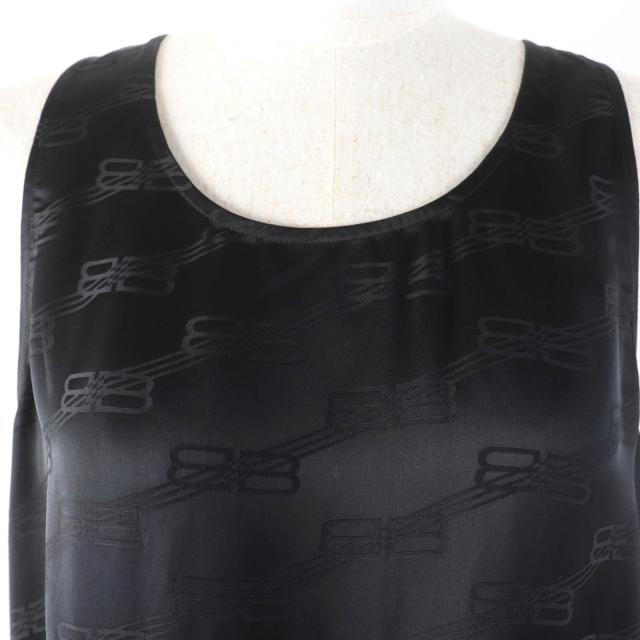 未使用品☆BALENCIAGA バレンシアガ 23SS 746254 BBロゴ総柄デザイン ノースリーブ ワンピース ブラック 36 仏製 正規品 レディース_3
