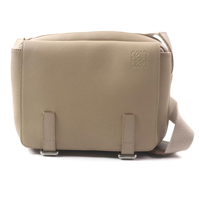 極美品▼LOEWE ロエベ B553A72X22 ミリタリー メッセンジャーバッグ XS SAND サンド アナグラムロゴ ソフトグレインカーフ レザー 袋付