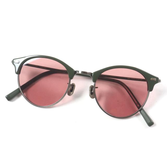 極美品▼EYEVAN アイヴァン 7285 760 ボストン アイウェア サングラス グリーン シルバー  47□22-148 ケース付き 日本製 メンズ