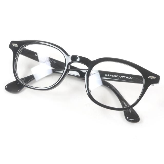 美品□UNITED ARROWS ユナイテッドアローズ 金子眼鏡別注 KANEKO OPTICAL ウェリントン 伊達メガネ 眼鏡 アイウェア ブラック 日本製